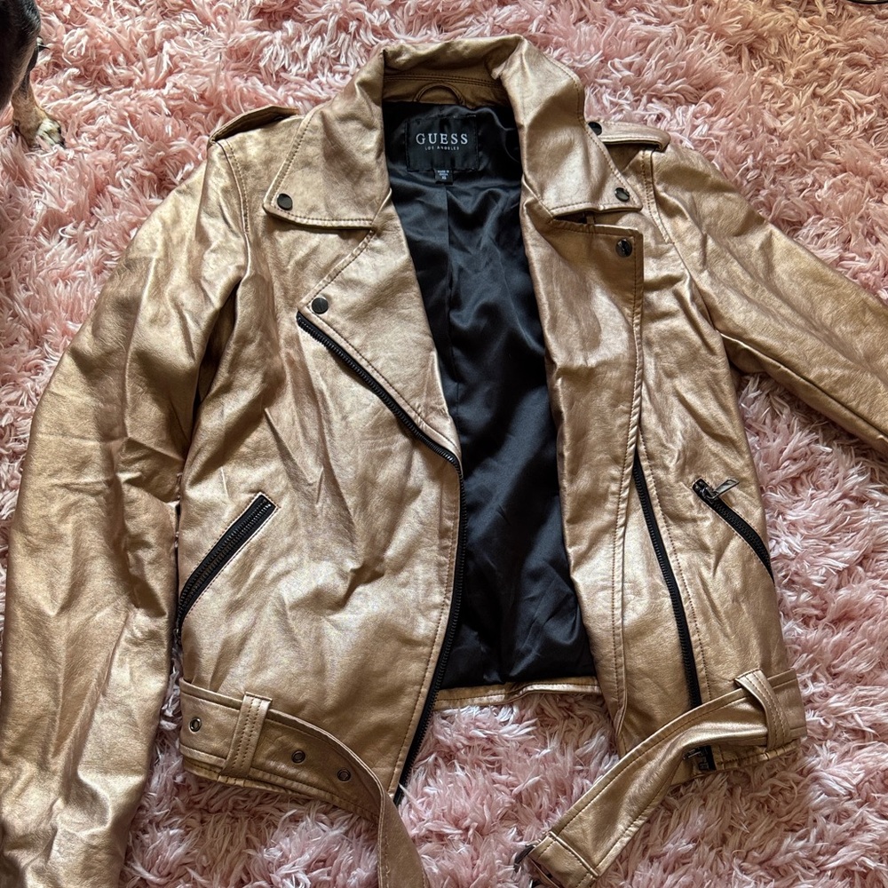 Pink metallic pleather jacket